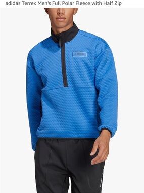 adidas Terrex Blue Half-Zip Quilted Performance Jacket | Men’s Size Small